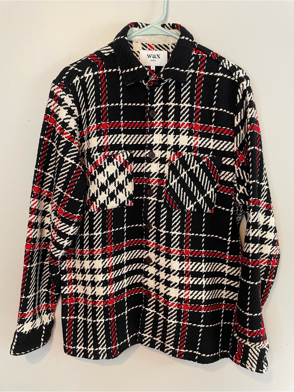 Wax London Whiting Overshirt Red Windowpane Twill